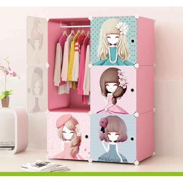 TỦ NHỰA GHÉP 6 Ô SIZE 37.37cm. Tặng kèm 1 treo đồ.