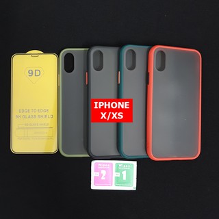 Ốp lưng Iphone X XS nhám viền màu