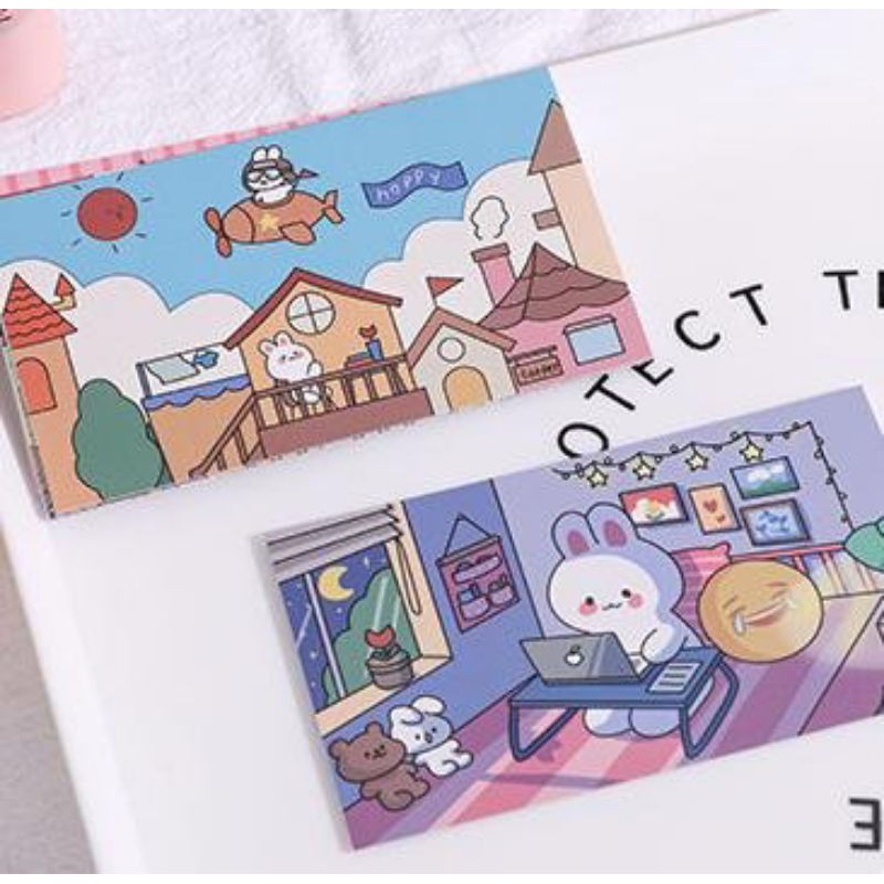 Tranh dán tường hoạt hình siêu cute - Ảnh Cards thẻ sắc màu phong cách Hàn Quốc trang trí phòng cực xinh giá rẻ