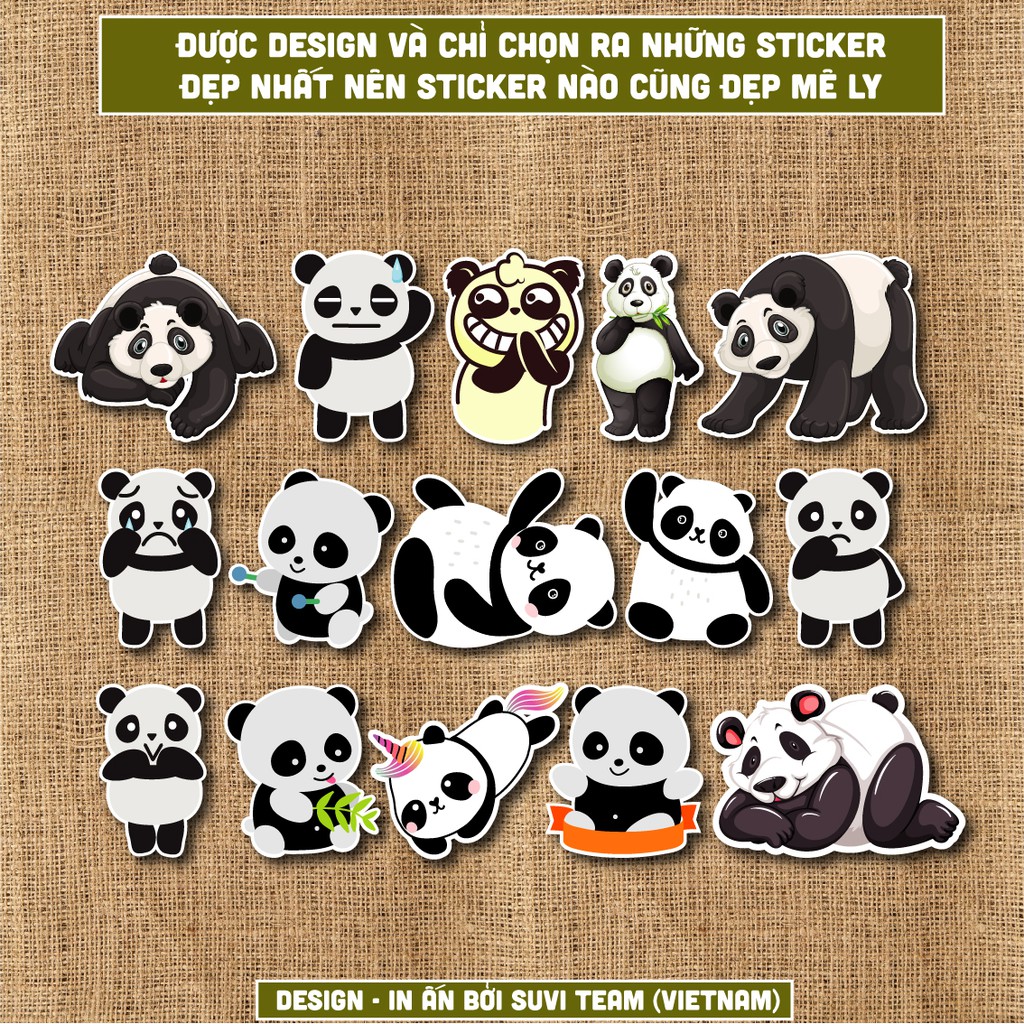50 Sticker Cute Panda chống nước sticker dán laptop, điện thoại, đàn guitar, mũ bảo hiểm, vali. MSP: A19
