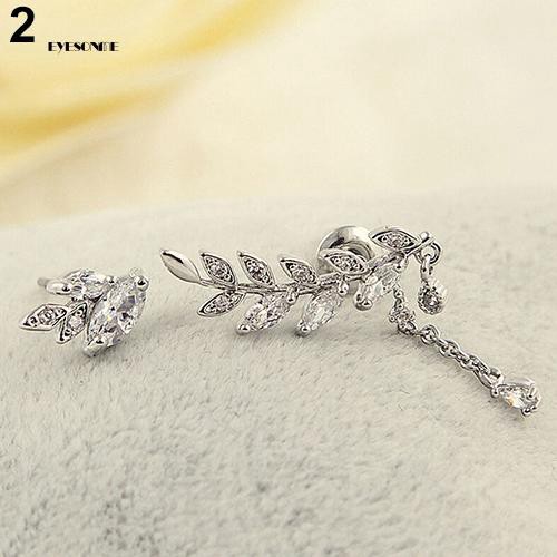 Bông tai kiểu dáng chiếc lá thả dây trẻ trung nữ tính 1.3cm x 0.9cm