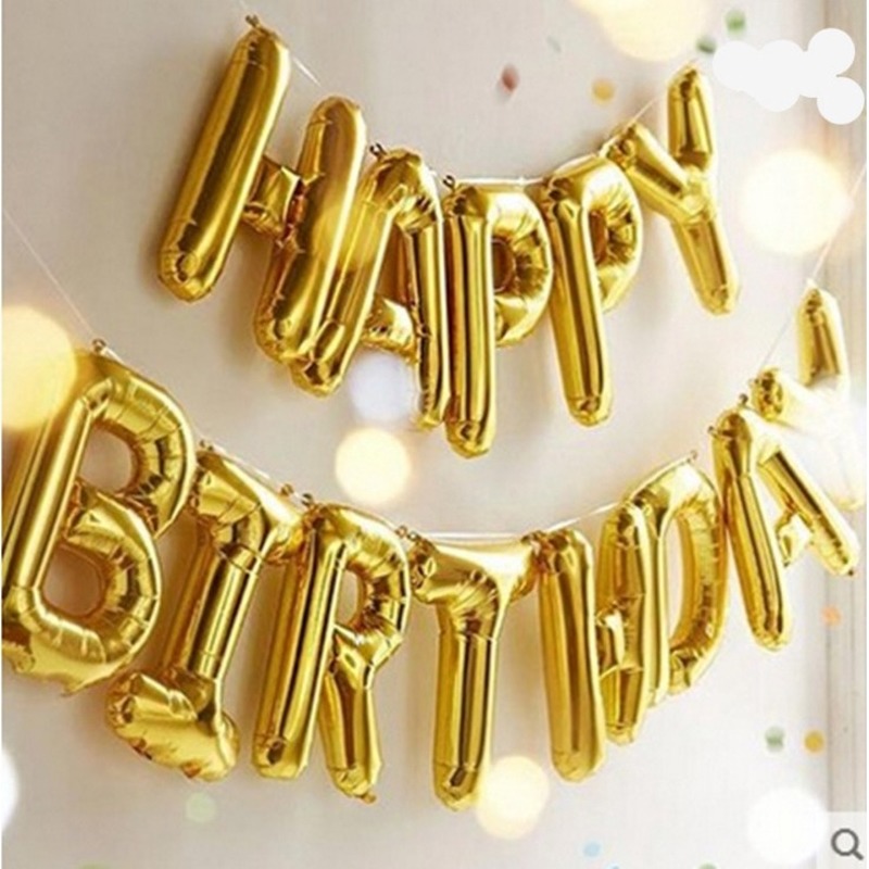 Set 13 Bong Bóng Tráng Nhôm 16 Inch In Chữ Happy Birthday Dùng Trang Trí Tiệc Sinh Nhật