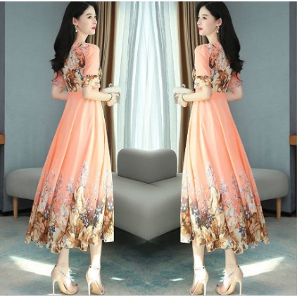 Đầm tay dài dáng ôm hoạ tiết cho phụ nữ trung niên | BigBuy360 - bigbuy360.vn