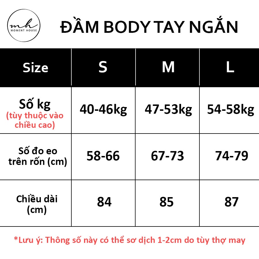 Đầm body tay ngắn thun gân, chất co giãn thoải mái, lên form cực tôn dáng, phong cách trẻ trung, năng động, có 2 size SM