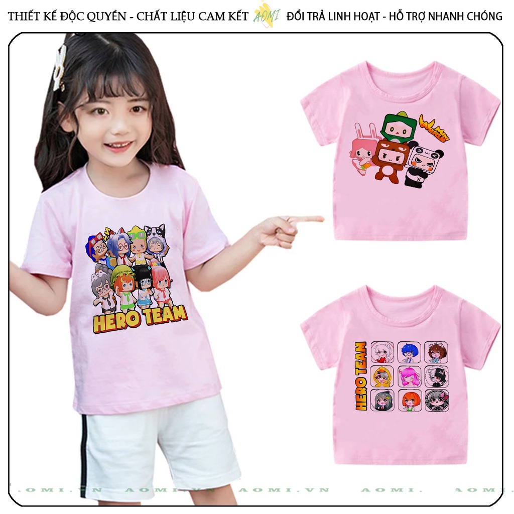 ÁO THUN HERO TEAM PINK MINI WORLD PHÔNG NAM NỮ GIA ĐÌNH CẶP ĐÔI CÓ SIZE TRẺ EM CHO BÉ TRAI GÁI AOMIVN