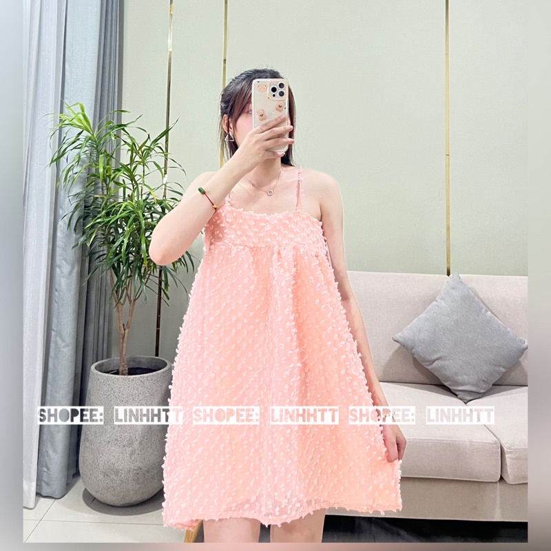 Váy 2 dây babydoll hoa nổi dáng ngắn freeisize Đầm bbd giấu quần | BigBuy360 - bigbuy360.vn