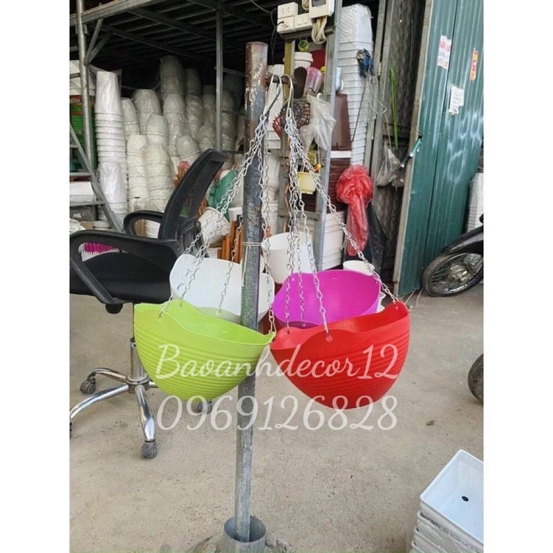 combo 20-30-50 chậu treo sóng bát trồng cây đủ mầu