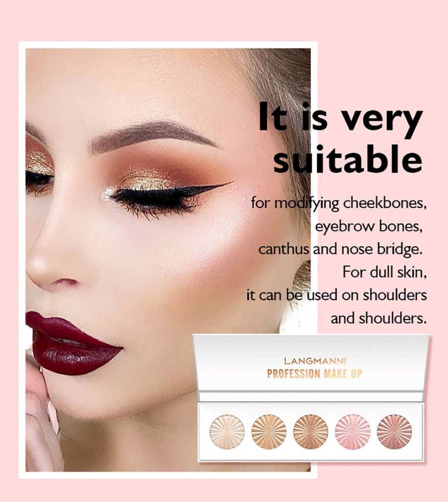 (Hàng Mới Về) Bảng Phấn Bắt Sáng Langmanni 5 Màu Tự Nhiên Độ Bóng Cao | BigBuy360 - bigbuy360.vn