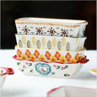 [ CÓ SẴN ] Đĩa sứ chữ nhật, Đĩa chữ nhật sâu lòng dùng nướng bánh, đựng thức ăn