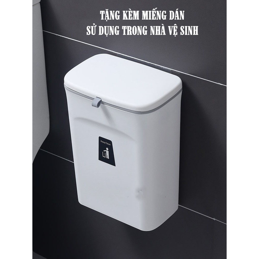 Thùng đựng rác thông minh cài gắn cánh tủ bếp có nắp đậy Vkit R02