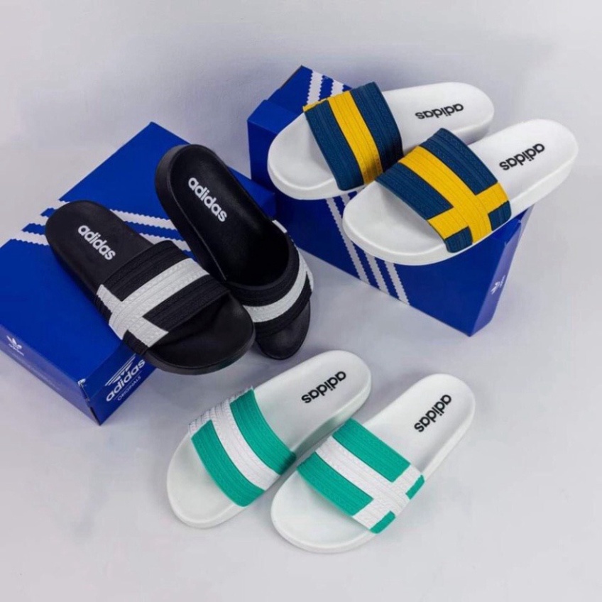 Dép 𝐀𝐃𝐈𝐃𝐀𝐒 Họa Tiết Chữ Thập , Dép Quai Ngang Nam Nữ Thơi Trang Đế Cao Su Đúc Chống Nước