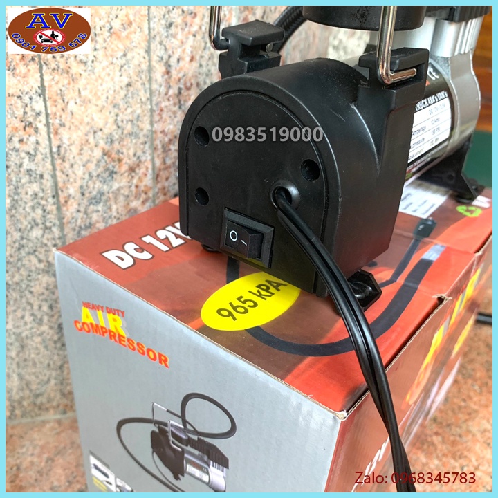 Máy Bơm Lốp, Bơm Hơi Điện ô tô Xe Máy Mini 12V - 120W tặng kèm kẹp bình ắc quy tẩu thuốc