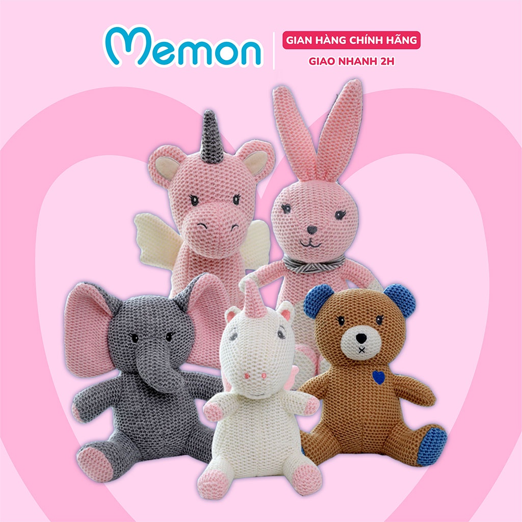 Gấu Bông Cho Bé Có Hình Thú, Chất Liệu Len và Có Chuông Lắc Cao Cấp Memon