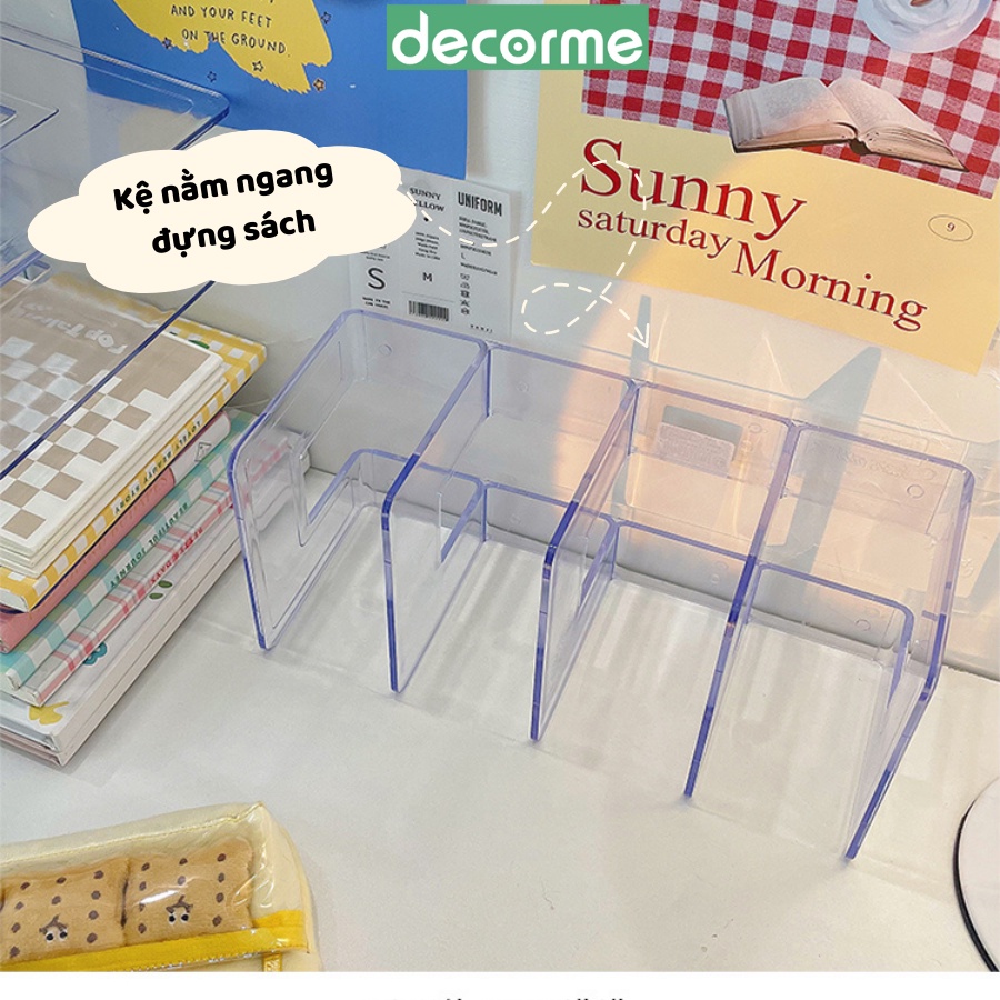 Kệ sách trong suốt bằng Mica Phong cách Hàn quốc DecorMe Giá sách để bàn basic decor phòng DMJ