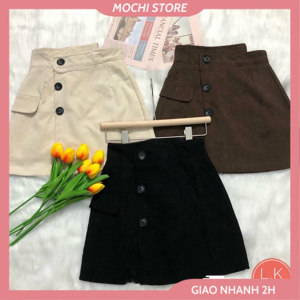Chân Váy Nhung Nữ, Chân Váy Ngắn Chữ A ( Có Lót Quần ) Phối Túi Đính Nút Trang Trí Hàng Quảng Châu Cao Cấp, Full Size , | BigBuy360 - bigbuy360.vn