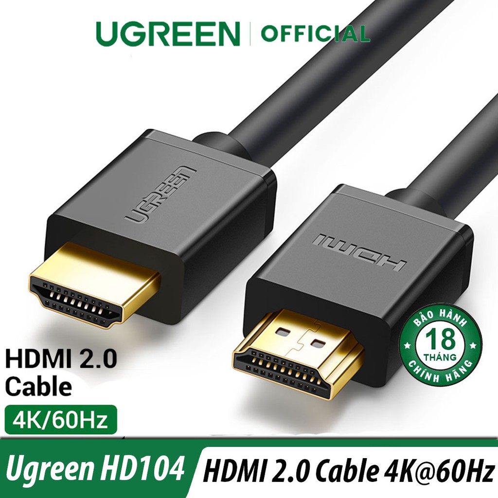 Cáp HDMI 2.0 Tròn Dẻo Hỗ Trợ 4K Ugreen HD104 Chính Hãng