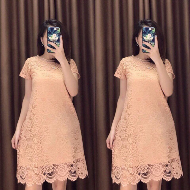 Váy Đầm Ren Suông A Siêu Sang - Chất Ren Mềm, Dễ Mặc V20 (Có video, ảnh thật)