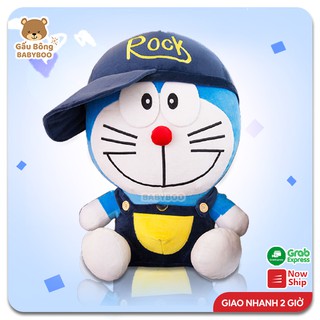 Gấu Bông Mèo Máy Doremon Đội Mũ Rock Dễ Thương BABYBOO - Quà Tặng Yêu Thương Cho Bé