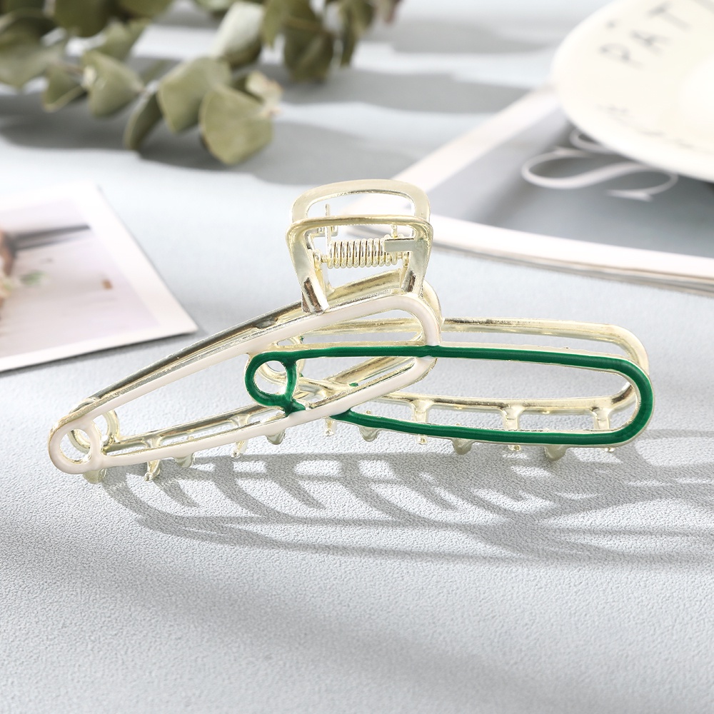 Kẹp tóc Haimeikang bằng kim loại kích thước lớn hai tông màu sáng tạo thời trang dành cho nữ