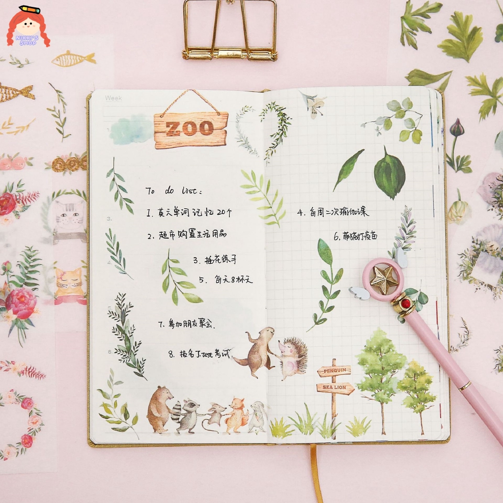 Bộ 6 cái nhãn dán washi 27 kiểu dễ thương