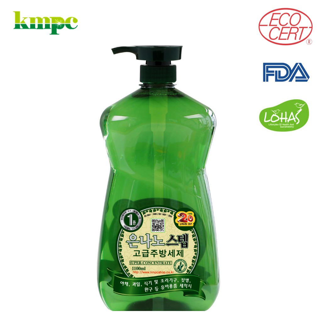 [MUA KÈM 1K] Nước rửa chén bát và rau củ hữu cơ đậm đặc an toàn Silver nano Step 1100ml - nhập khẩu chính hãng Hàn Quốc
