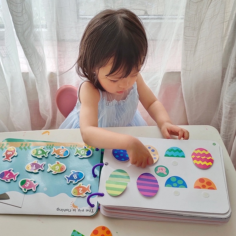 Học liệu bóc dán montessori 17 chủ đề giáo dục sớm thông minh cho bé, bảng bận rộn quiet book, busy board