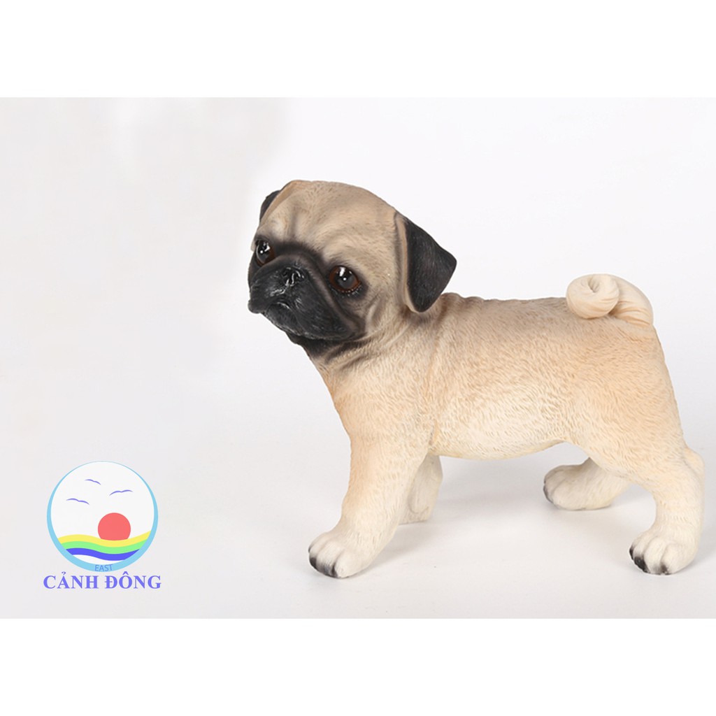 Tượng chó pug TƯỢNG MÔ HÌNH trang trí ĐẸP màu vàng nâu