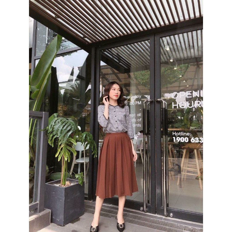 Chân váy xếp ly dài công sở