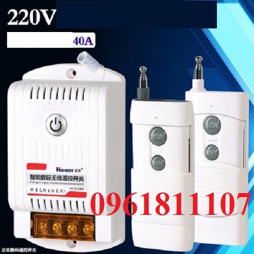 Bộ công tắc điều khiển từ xa honest công suất lớn Honest 1km HT- 9220 ZR 40A, công tắt máy rửa xe từ xa honest