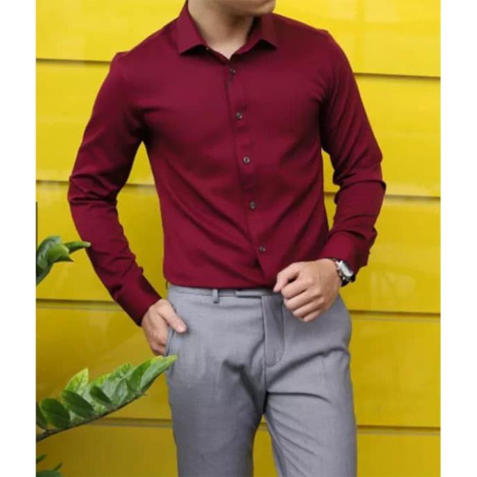 [RẺ VÔ ĐỊCH] [BIG SALE] ÁO SƠ MI NAM CAO CẤP MÀU ĐỎ - FASHIONQUOCDAI