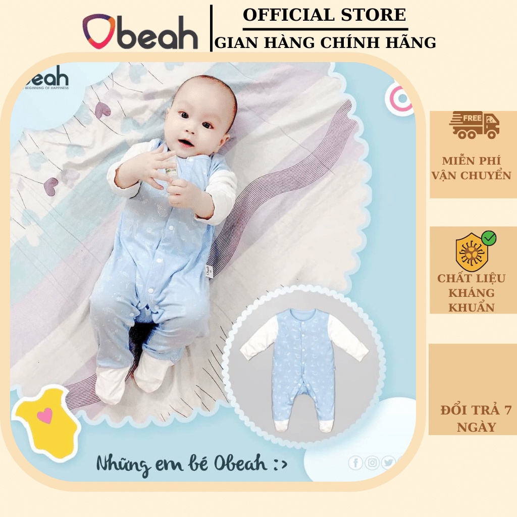 Body bé gái, Bộ Bodysuit Màu xanh da trời Fullsize 59 đến 80 dành cho bé từ 0 đến 12 tháng Obeah