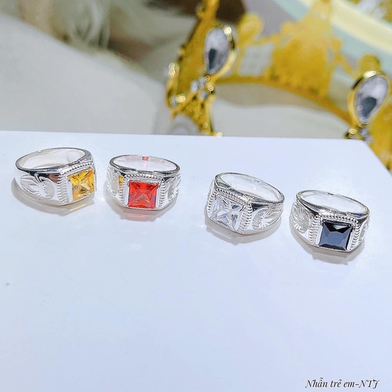 Nhẫn cho bé trai BNP đính đá,Bạc Ta