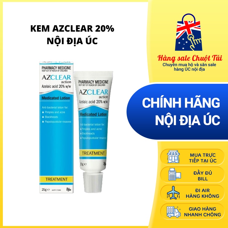 Kem mụn Azclear Lotion 25gr - Hàng Úc đủ bill