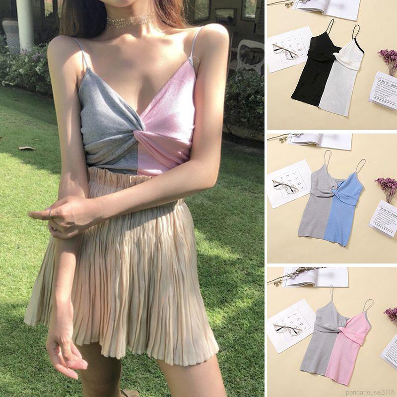 FREESHIP ĐƠN 99K_ Women Color Matching Deep V Neck Vest Women Camisoles | BigBuy360 - bigbuy360.vn