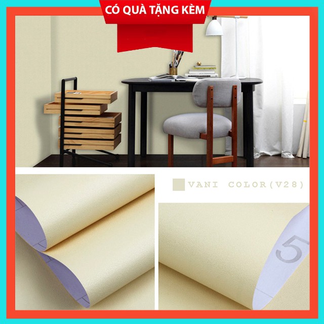 Giấy dán tường MÀU Vàng be (V28) nhiều mẫu - khổ rộng 45cm (có sẵn keo)