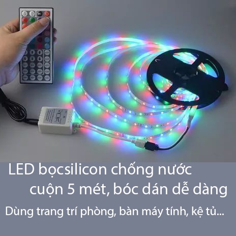 Bộ Đèn Led RGB 5M Dây Dán Mix Đổi Nhiều Màu Có Điển Khiển Led 7 Màu RGB quay Tik Tok Giá Rẻ