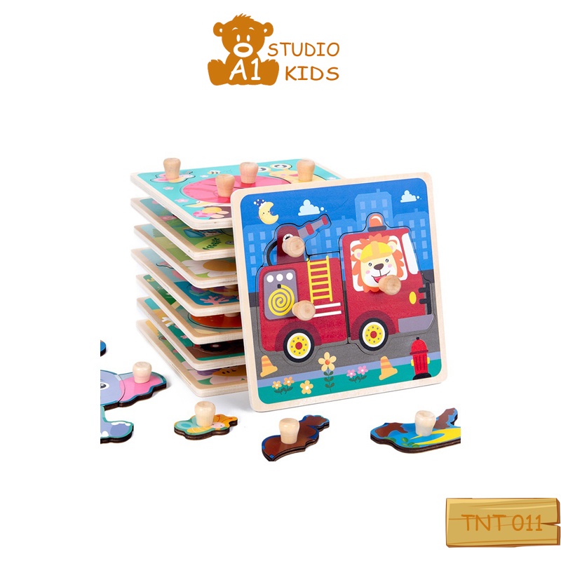 Tranh ghép hình cho bé bằng gỗ trí tuệ 3D nhiều mẫu động vật - Đồ chơi cho bé
