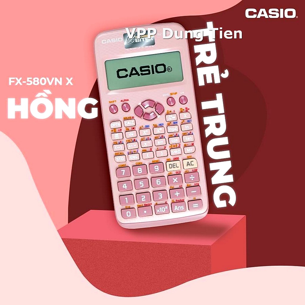 Máy Tính casio fx 580vn x Màu Xanh/ Hồng/ Đen BH điện tử 7 năm, check mã QR code- CHÍNH HÃNG