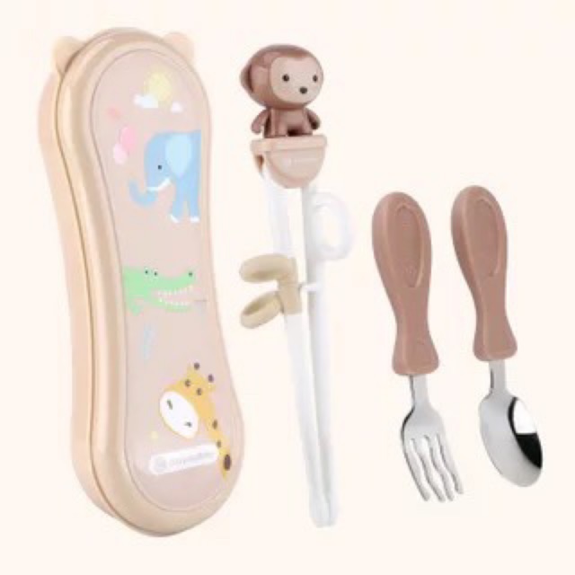 Bộ thìa dĩa đũa tập ăn dặm cho bé dễ thương hiệu Goryeo Baby Hàn Quốc LT01