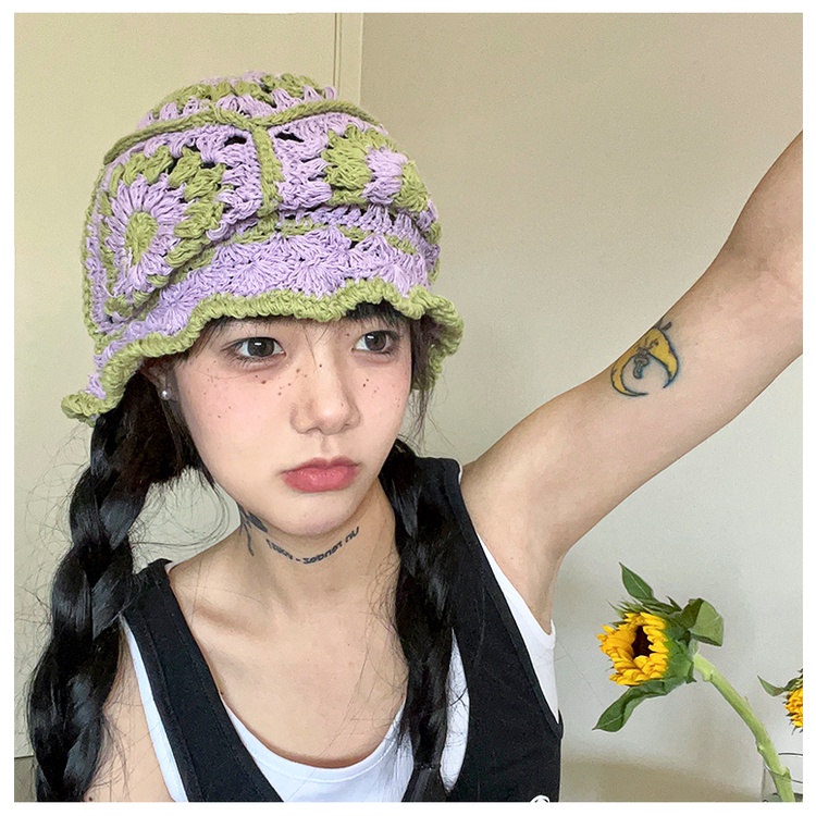 Nón Tai Bèo Đan Móc Rỗng Kiểu vintage Hàn Quốc Thời Trang Mùa Hè Cho Nữ