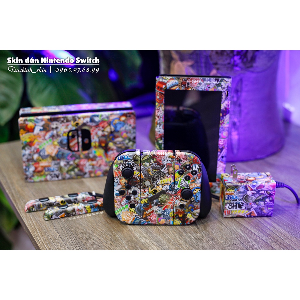 Skin decal dán Nintendo Switch V1, V2 / OLED mẫu Stickerbomb stic257