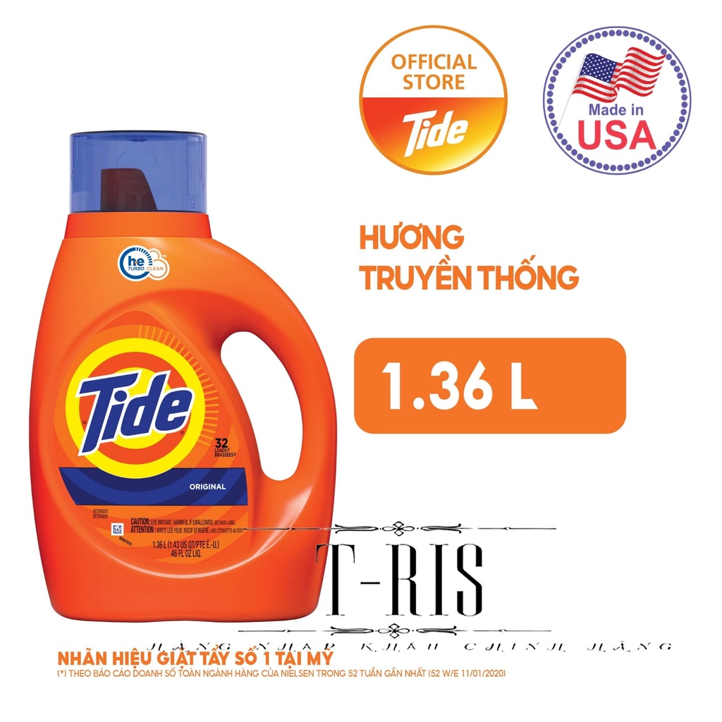 [USA] Nước giặt Tide trắng sáng 1.4L đủ mùi nhập khẩu chính hãng P&amp;G Mỹ - Giá tốt