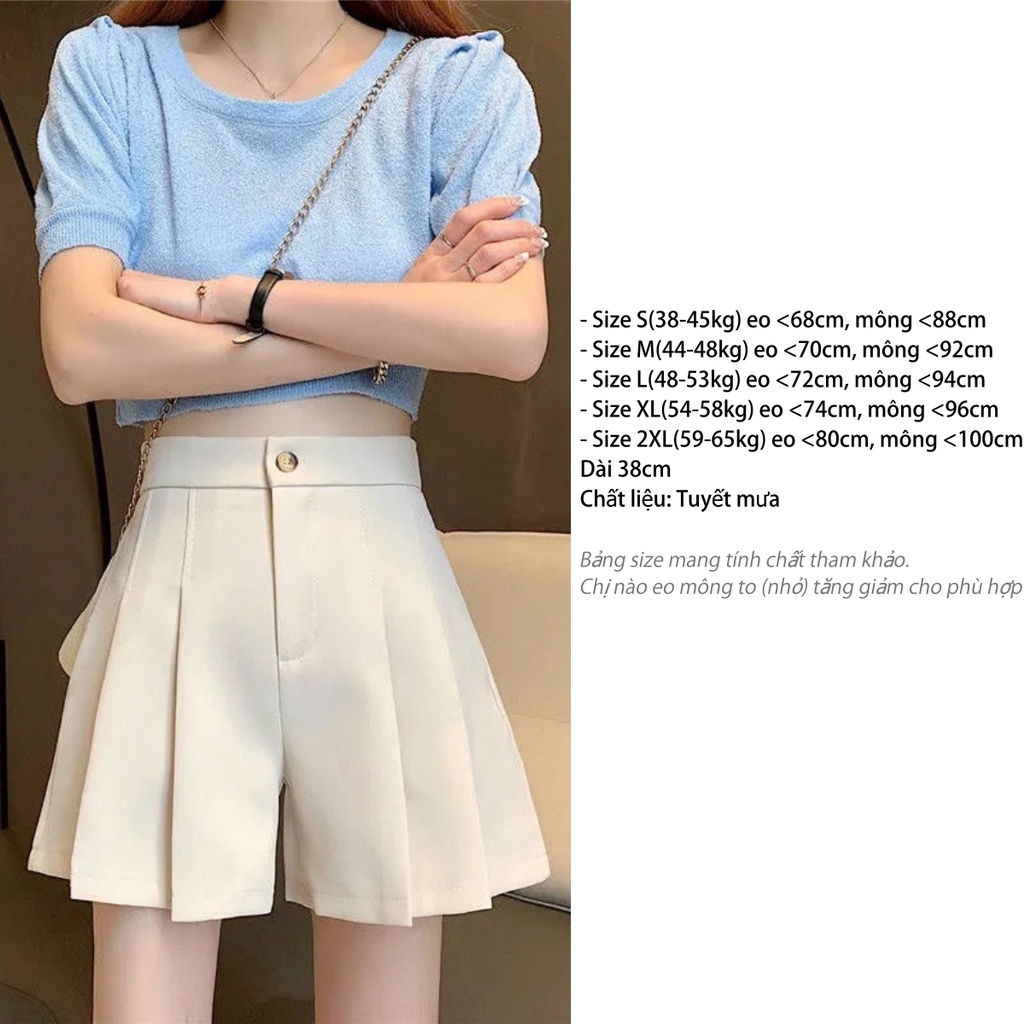 Quần short nữ lưng cao ống rộng DOLOXI xếp ly lưng thun Hàn Quốc đẹp Q052 | BigBuy360 - bigbuy360.vn