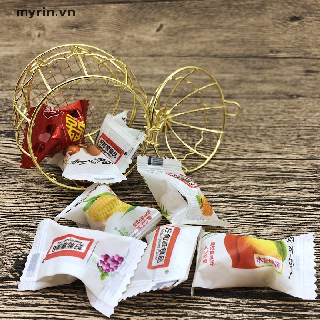 Myrin Hộp Quà Tặng Hộp Quà Tặng Cho Bé Hình Lồng Chim Bằng Kim Loại Mini Màu Vàng Cổ Điển