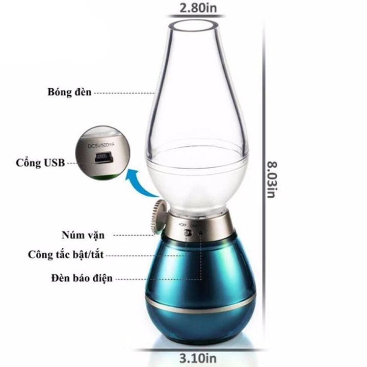 Đèn Thần Thổi Là Sáng Thổi Là Tắt Pin Sạc đèn thờ cúng ban thờ