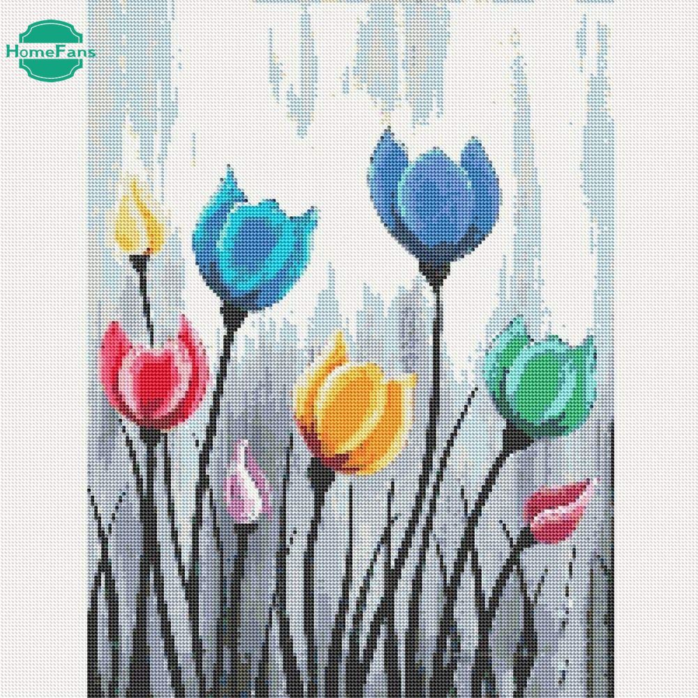 Bộ Tranh Đính Đá 5d Tự Làm Hình Phong Cảnh Hoa Kích Thước 30x40cm