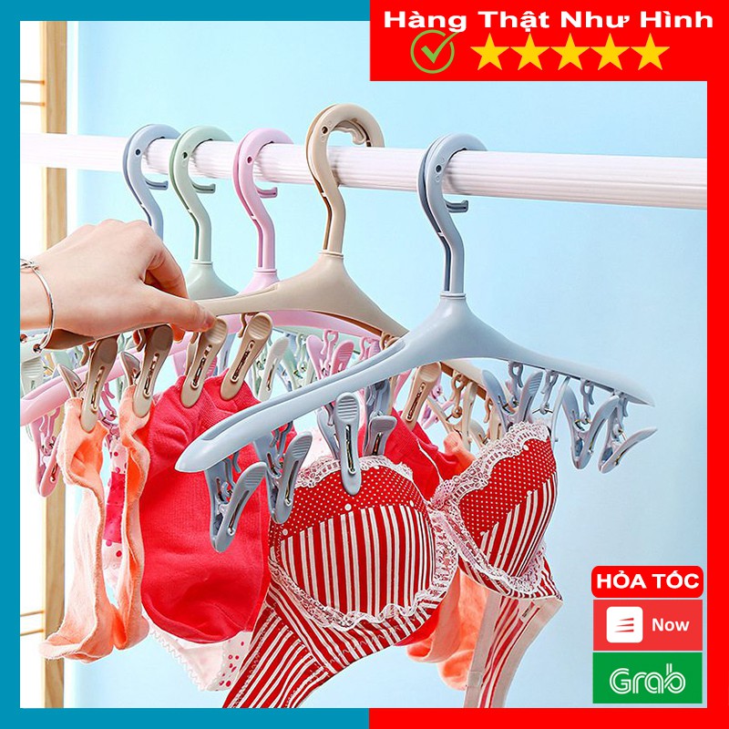 Móc Phơi Quần Áo, Tất, Khăn 8 Kẹp, Chống Bay, Chất Liệu Bằng Nhựa Cao Cấp Tiện Lợi - MTDDT