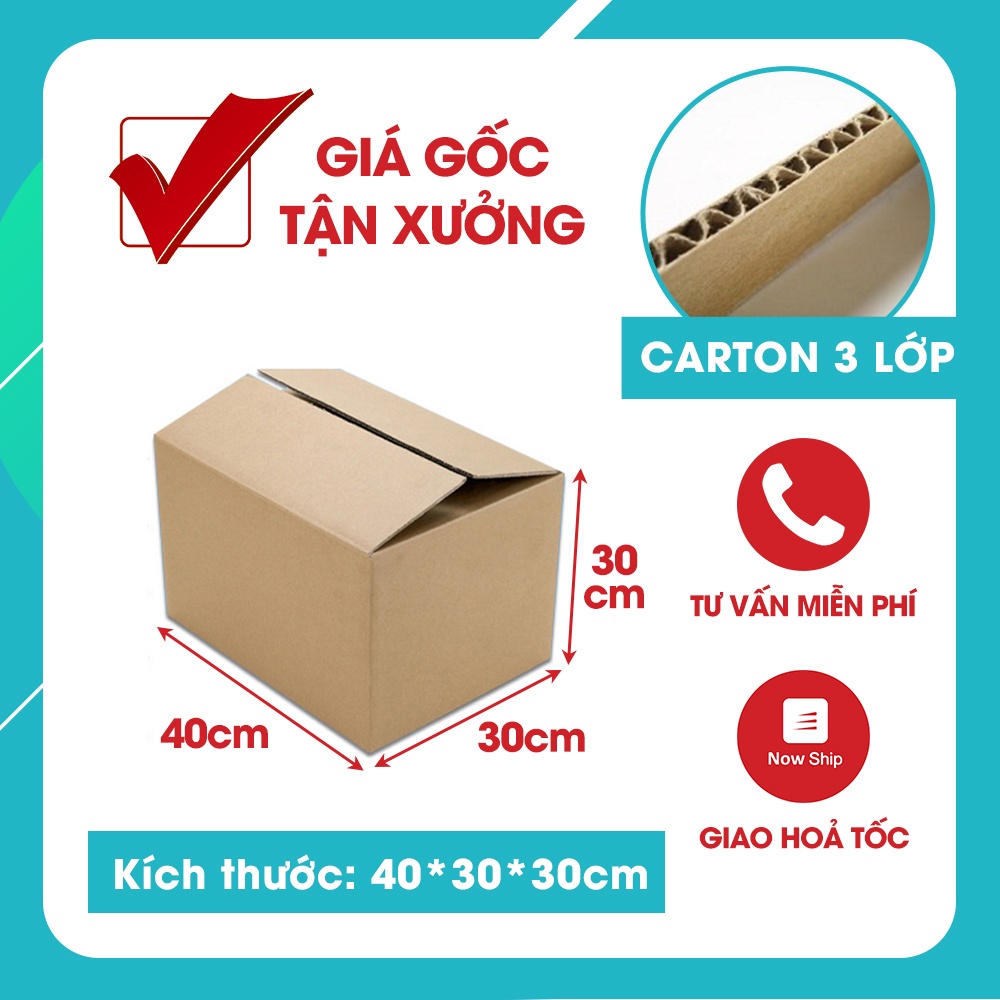 Thùng giấy carton 40x30x30cm -[Combo 10h Hỏa Tốc] hộp đóng hàng