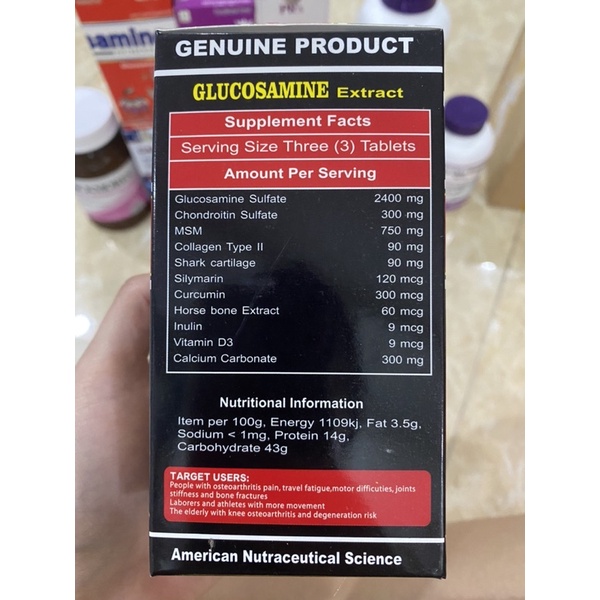 Viên uống Glucosamine 2400mg tốt cho xương khớp nhập khẩu chính hãng Mỹ