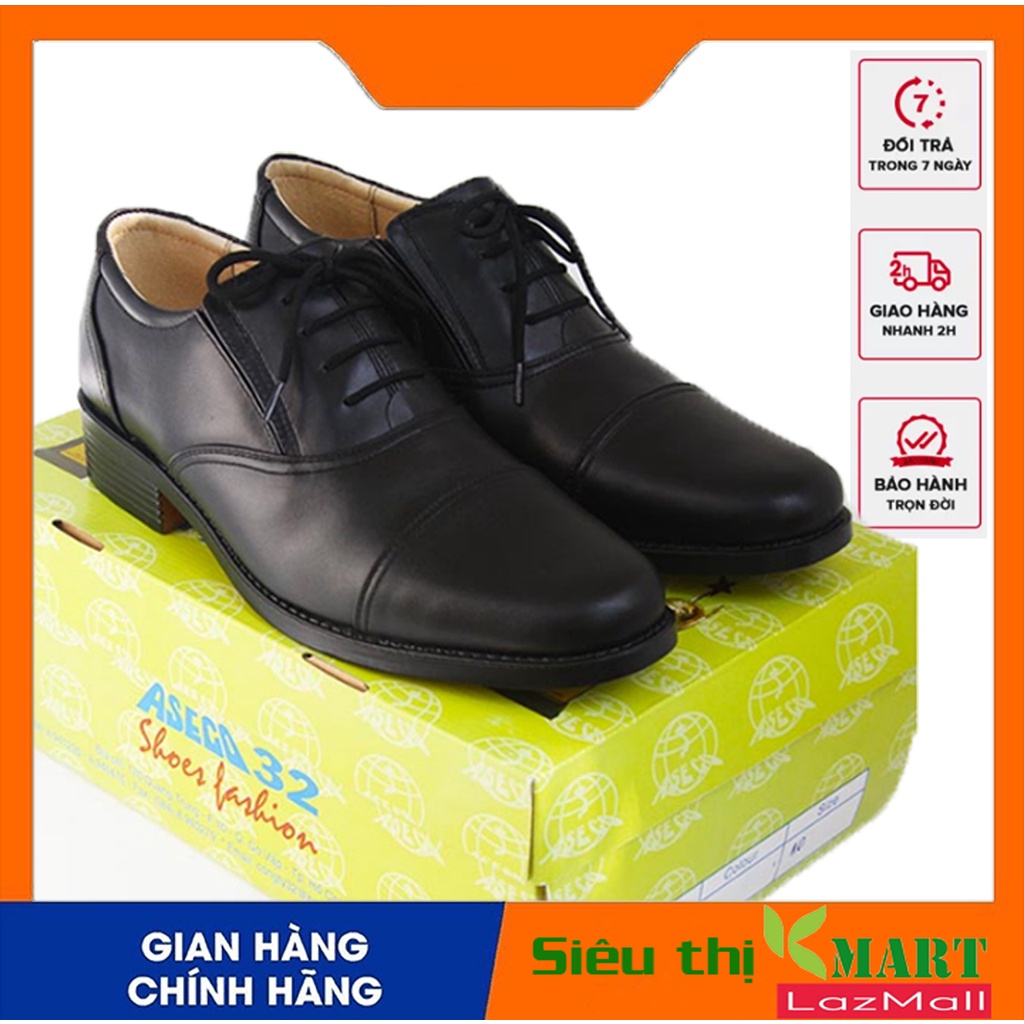Giày SQ nam da bò đế vàng hàng hiệu (mã cấp: TA - ASECO 32) kiểu Oxford cao cấp